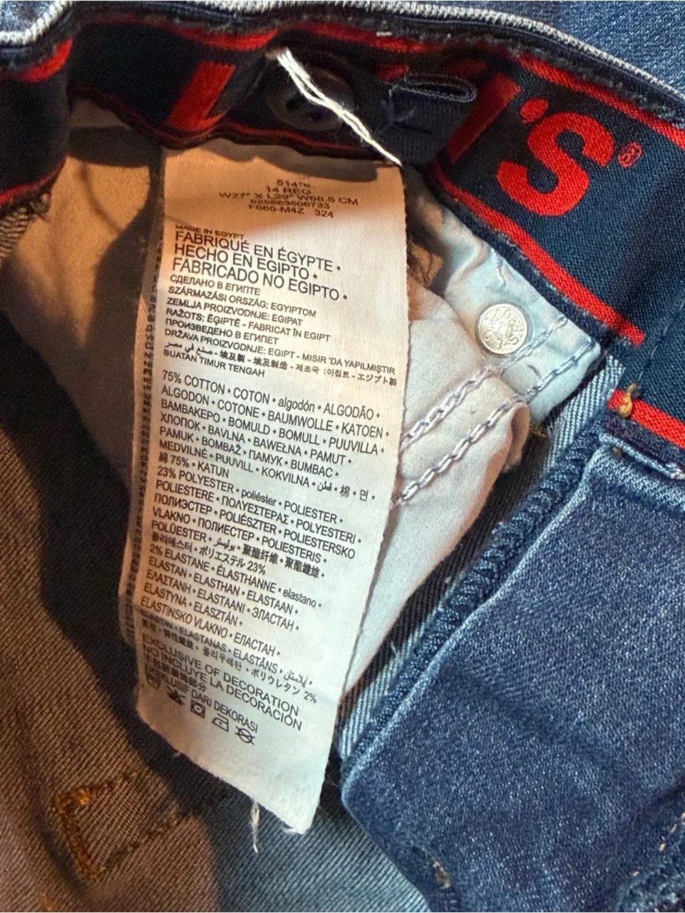Levi's 514 Regular Fit Straight Medium Wash Denim Stretch Boys Jeans 14 27x29